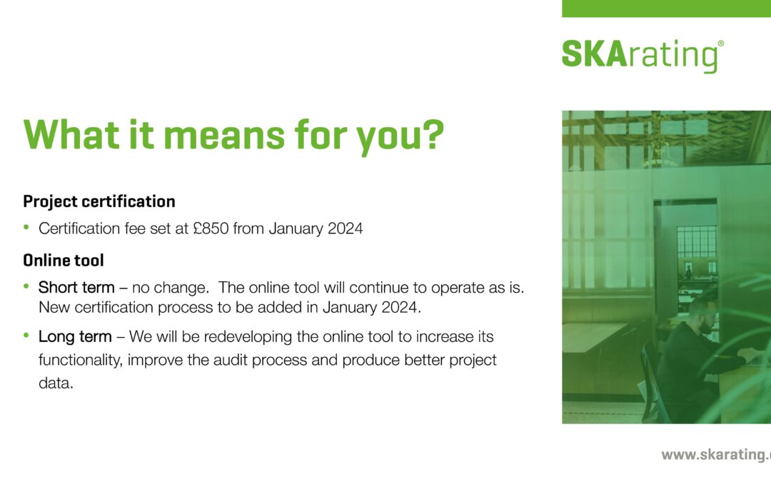 Increased project certification fee to £850 plus VAT from end of january 2024