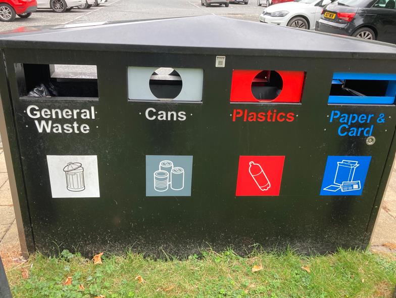 Segregated recycling bins